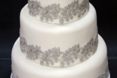 Rob and Caroline - Silver and Flower Wedding Cake