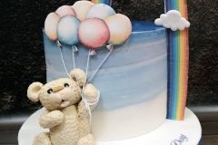Luke - Bear, Balloons and Rainbow Christening Cake