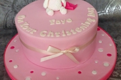Faye - Pink Spots and Bear Christening Cake