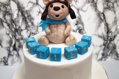 Mattew - Flying Bear and Blocks Christening Cake