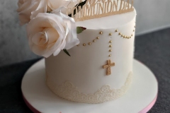Andrea - Roses and Lace Communion Cake