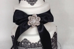 Black and white wedding cake