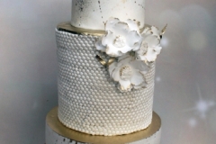 Dee & Rob - White and gold wedding cake